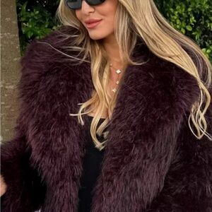 Commense Plush Teddy Jacket in Deep Burgundy